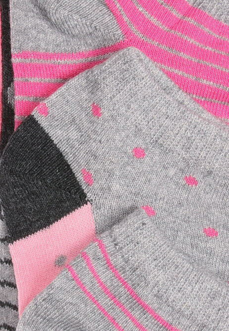Womens 5pk Grey Stripe Trainer Socks