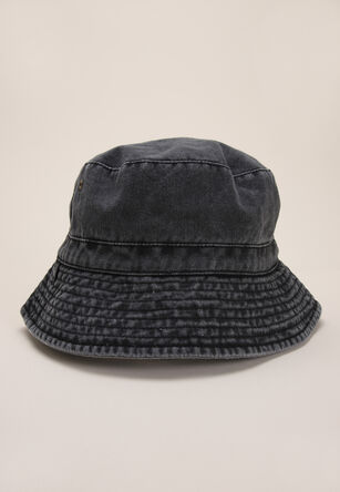 Mens Black Bucket Hat with Chin Strap