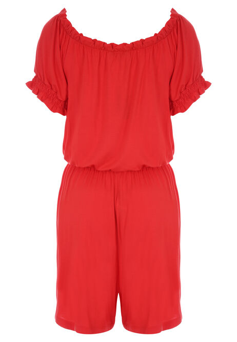 Womens Plain Red Gypsy Playsuit 