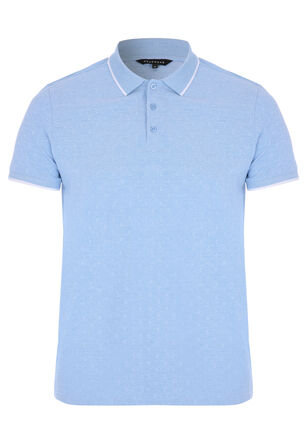 Mens Light Blue Geo Print Polo Shirt