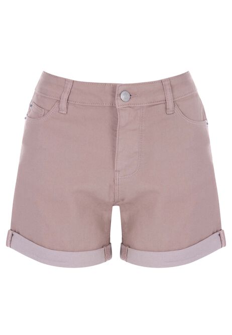 Womens Mink Brown Mid Length Denim Shorts