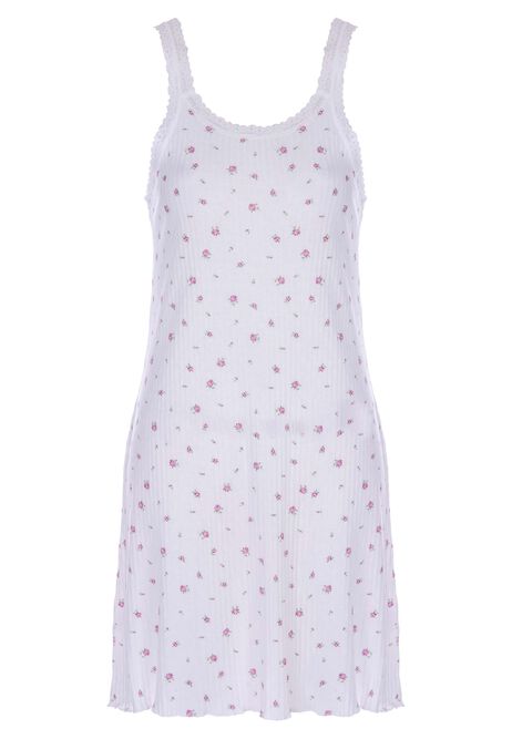 Womens Cream & Rosebud Pointelle Chemise Nightdress