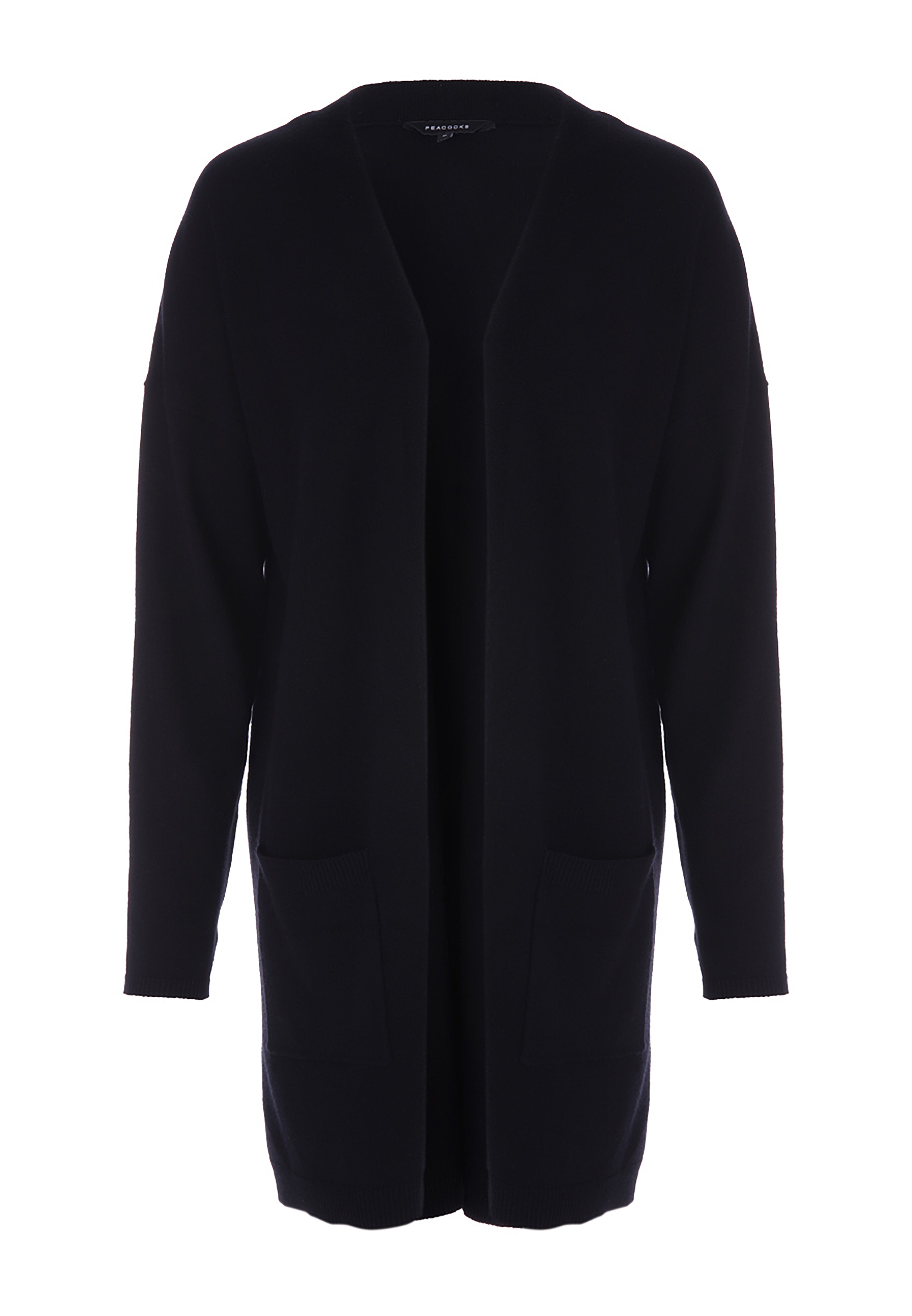 Womens Plain Black Longline Cardigan Peacocks