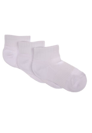 Girls 3pk White Quarter Socks