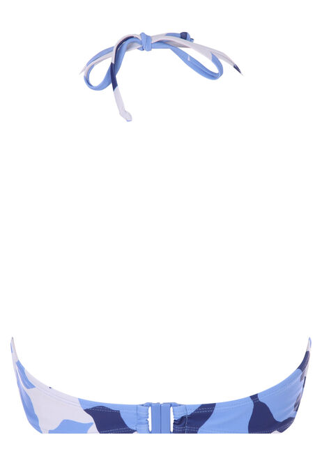 Womens Blue Floral Bikini Top