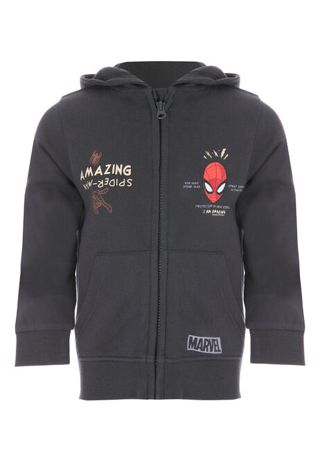 Younger Boys Charcoal Spider Man Zip Hoody