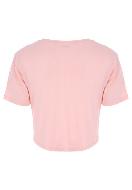 Womens Pink Beach Slogan Tie Front T-shirt