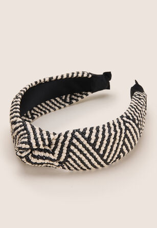 Womens Black & White Textured Headband