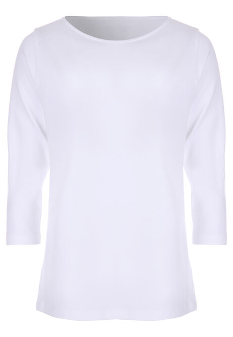 Womens White Boatneck Top