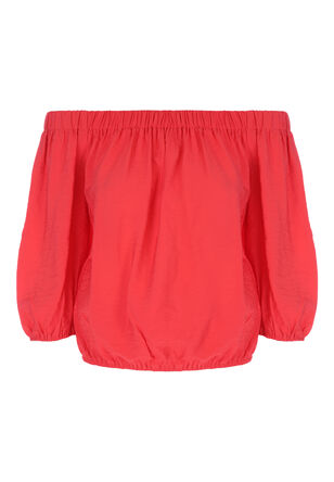 Womens Red Bardot Co-ord Top