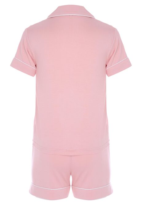 Older Girls Pale Pink Top & Shorts Pyjama Set