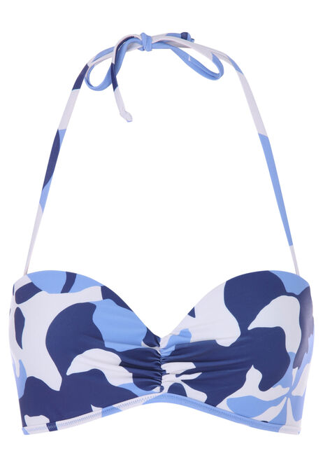 Womens Blue Floral Bikini Top