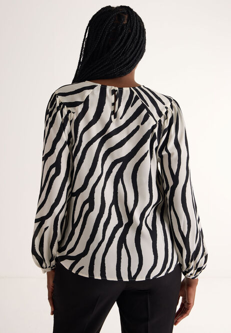Womens Black & White Zebra Blouse