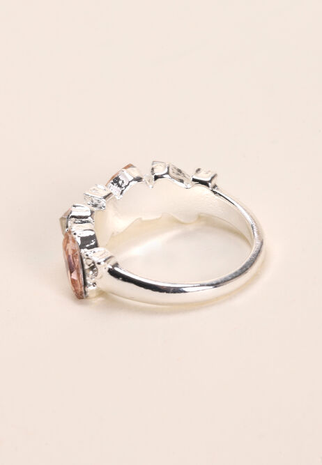 Womens Silver Mixed Stone Ring