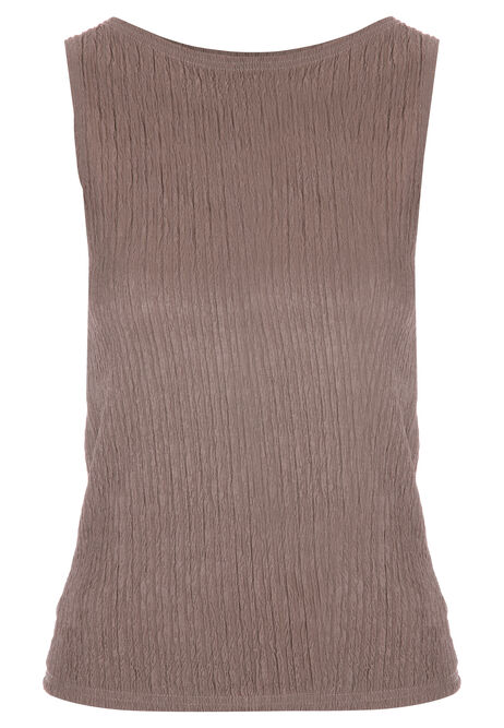 Womens Brown Ripple Texture Vest Top
