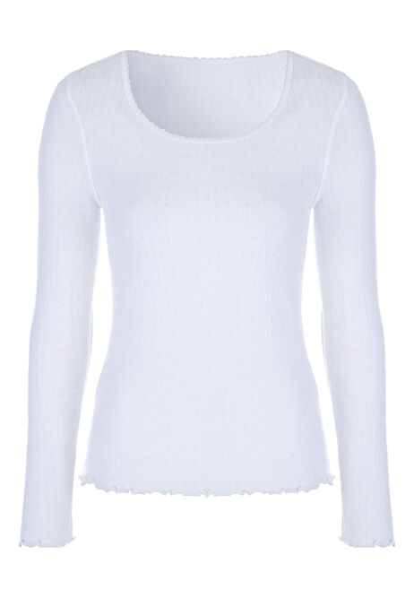 Womens Plain White Thermal Long Sleeve Top