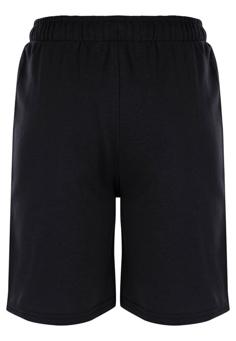 Older Boys Solid Black Drawstring Casual Shorts