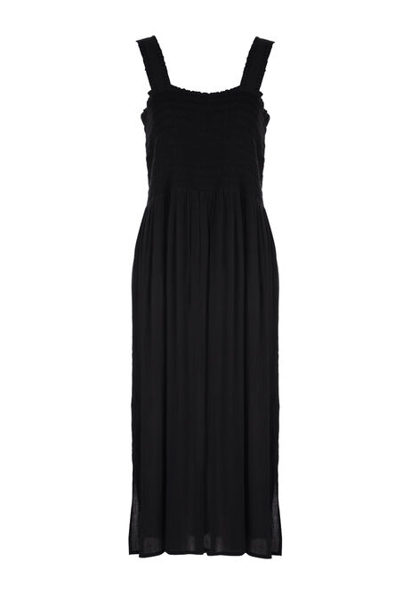 Womens Black Shirred Bodice Summer Dress | Peacocks