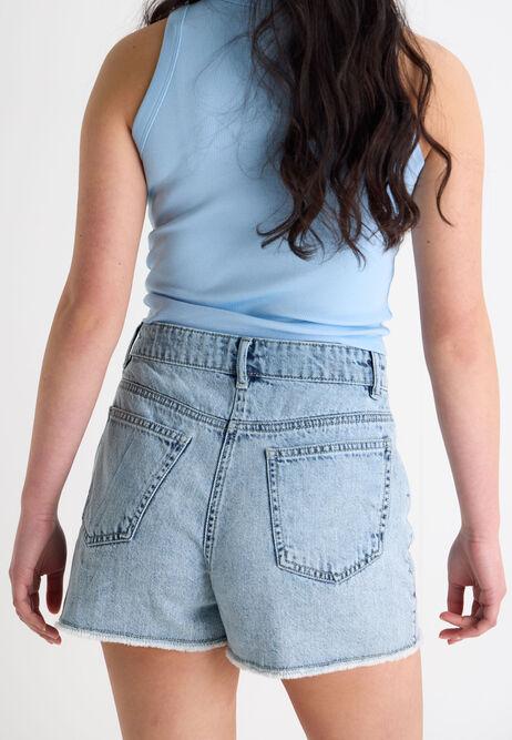 Older Girls Blue Diamante Bling Denim Shorts