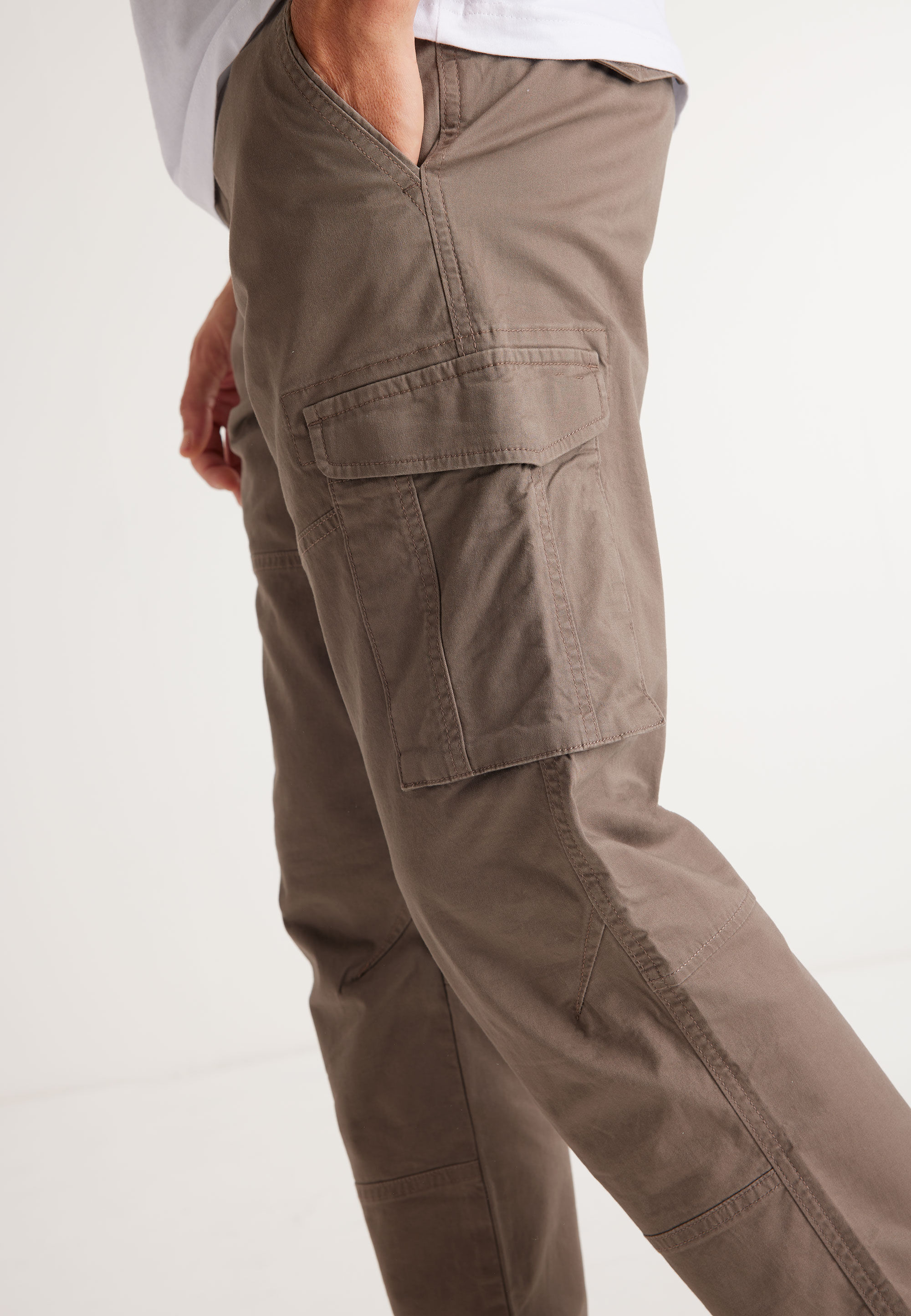 Light Brown Baggy Fit Open Bottom Cotton Cargo