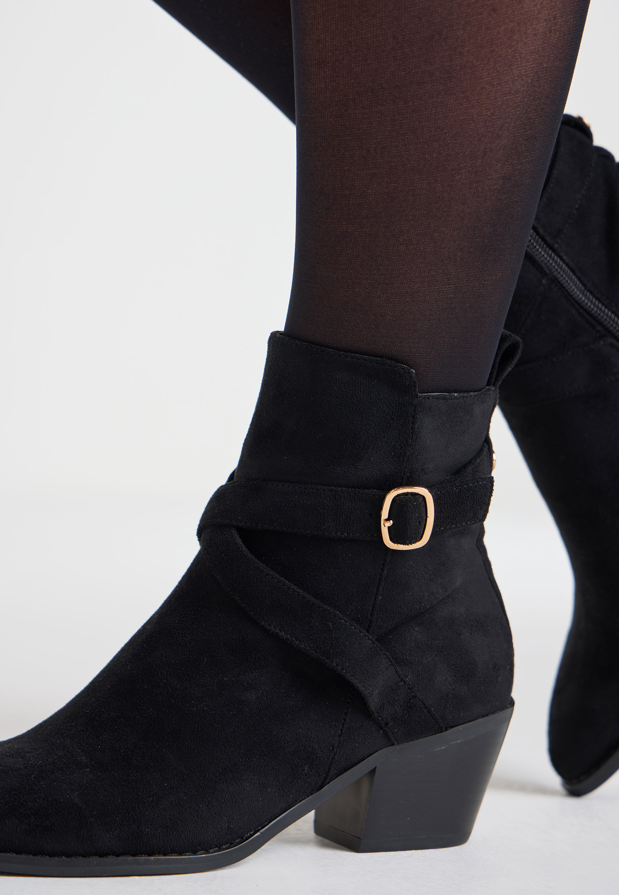 Black ankle boots with gold buckles online