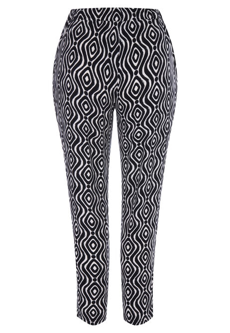 Womens Black Print Relaxed Fit Trousers