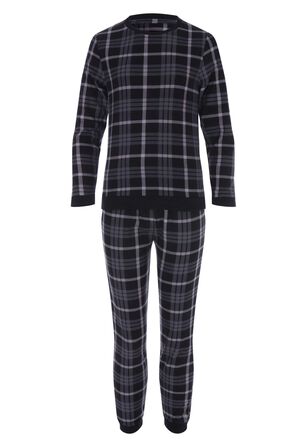 Older Boys Black & Grey Check Fleece Pyjama Gift Set