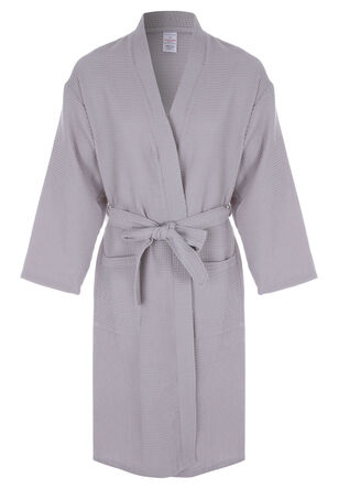 Mens Grey Waffle Dressing Gown Robe