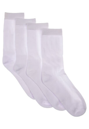 Girls 4pk White Cushioned Ankle Socks
