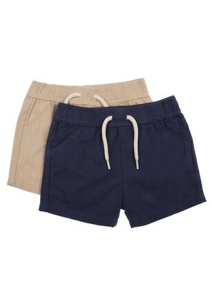 Baby Boys 2pk Navy & Stone Shorts