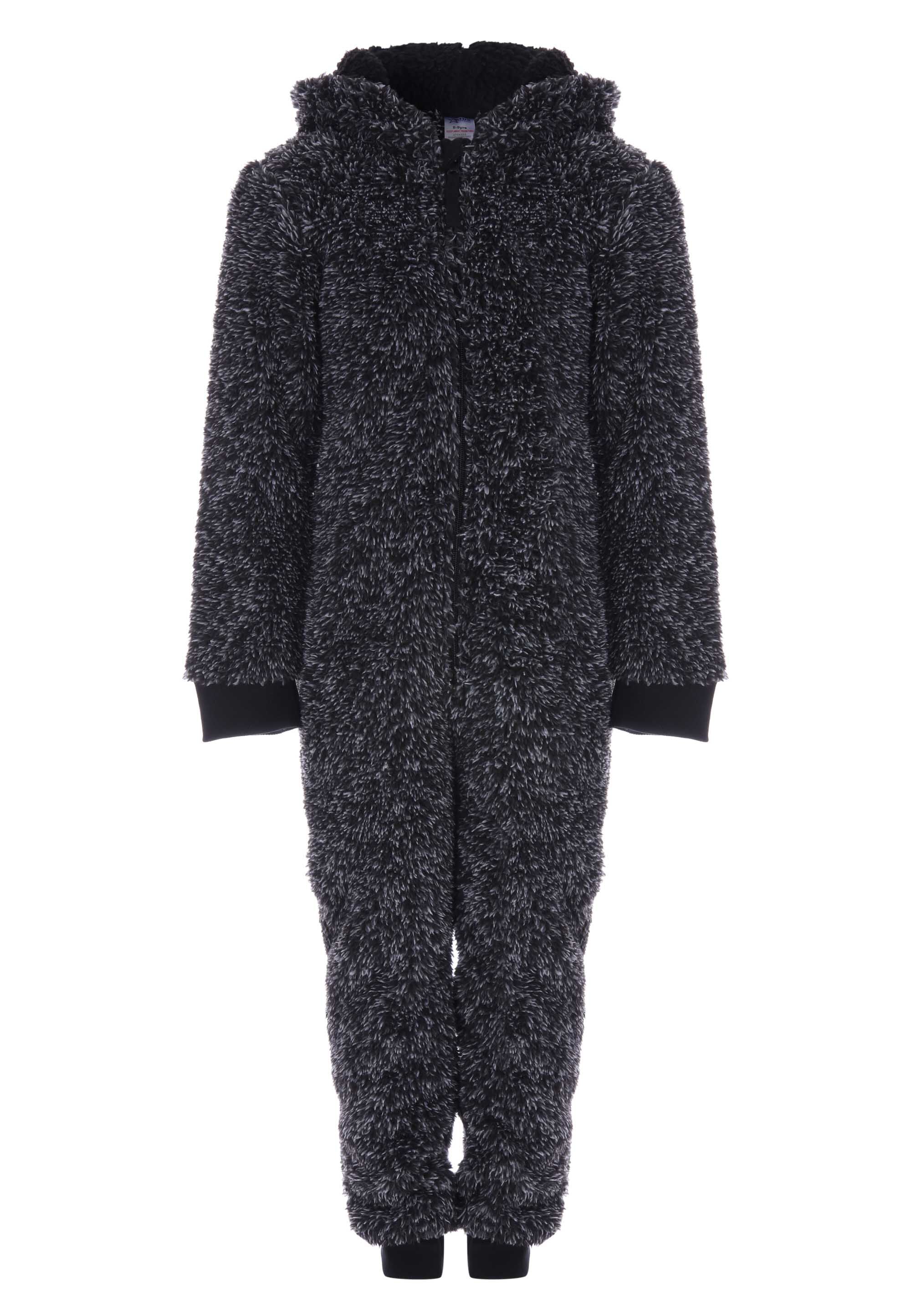 Older Boys Grey Sherpa Hooded Onesie Peacocks