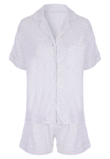Womens Grey Marl Top & Shorts Pyjama Set