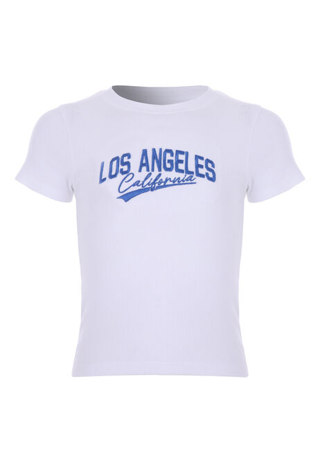 Older Girls White Los Angeles Slogan T-shirt