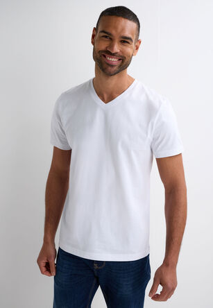 Mens White V-Neck T-Shirt