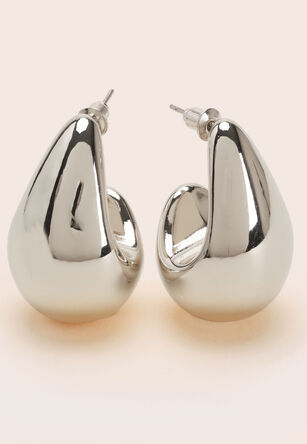 Womens Silver Large Teardrop Earrings