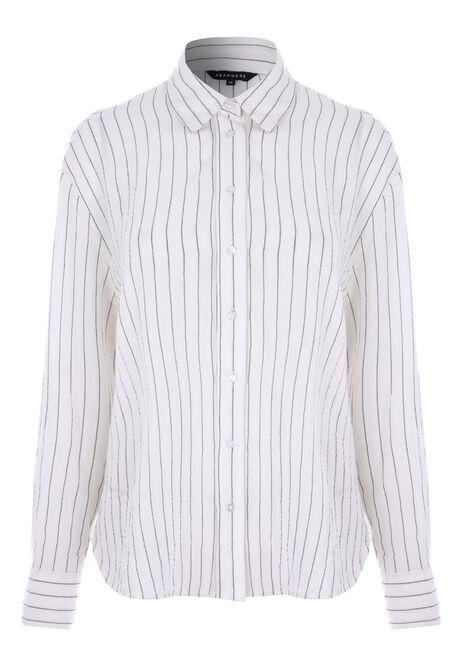 Womens White Linen Pinstripe Shirt