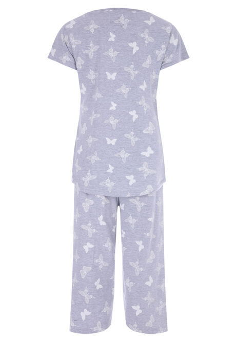 Womens Grey Butterfly Pyjama Set