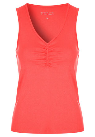 Womens Coral Ruched Front Vest