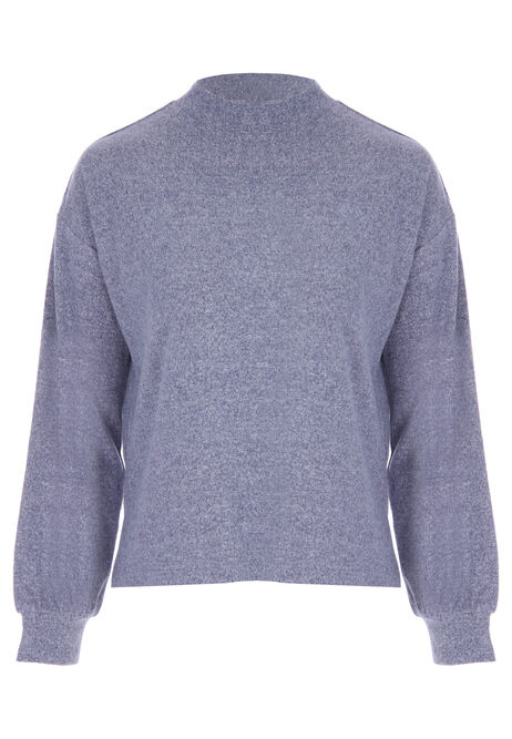 Womens Blue Cosy Relaxed Plain Top