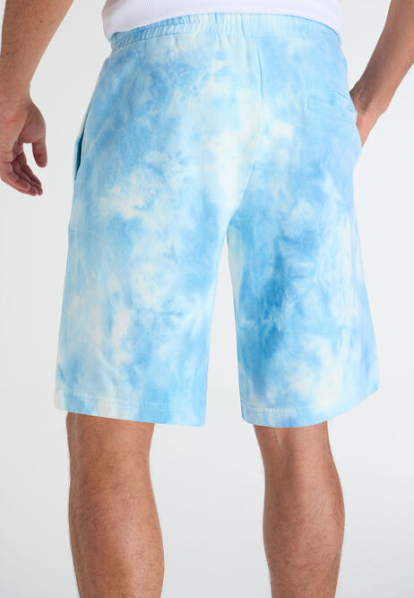 Mens Blue Tie-Dye Drawstring Shorts
