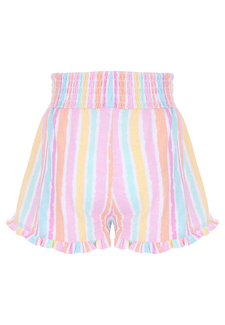 Younger Girls Multi-Coloured Striped Crinkle Shorts