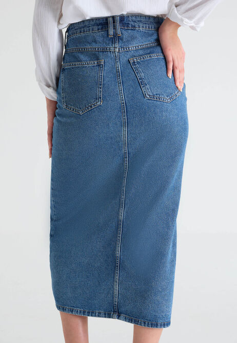 Womens Blue Denim Split Skirt