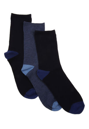 Boys 5pk Blue Contrast Heel Socks