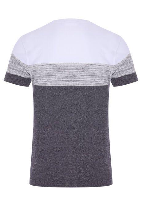 Mens Grey Stripe Colour Block T-Shirt