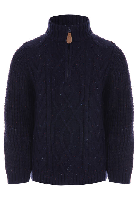 Younger Boys Navy Cable Knit Jumper