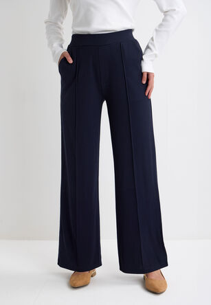 Womens Navy Wide Leg Smart Trousers