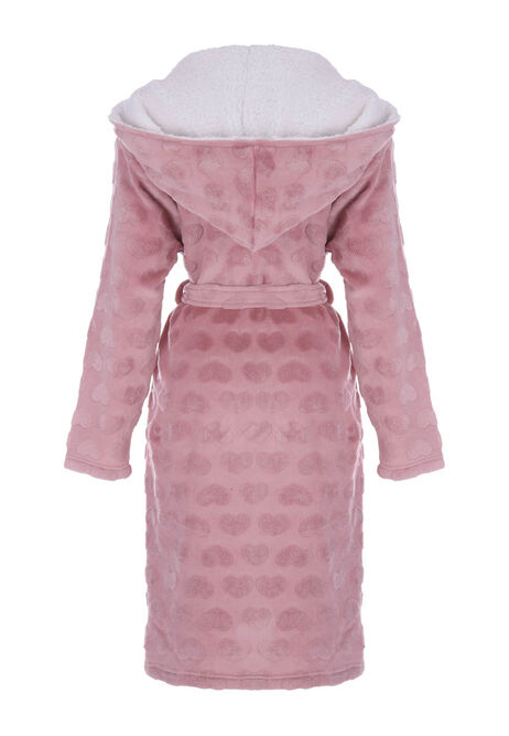 Womens Dusty Pink Heart Print Dressing Gown