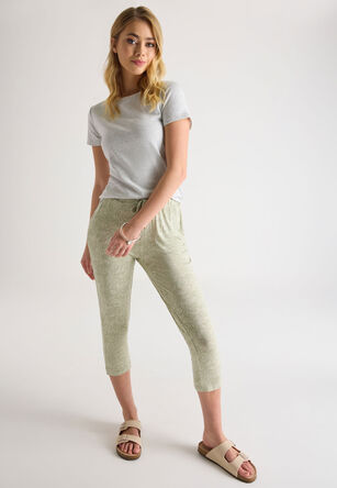 Womens Sage Print Relaxed Crop Trousers