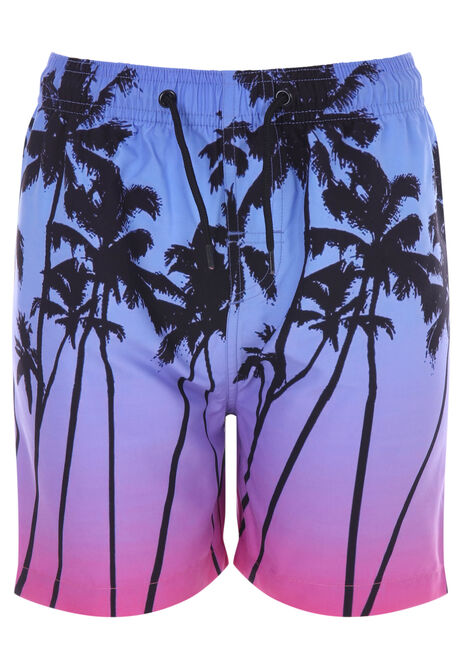 Older Boys Purple Ombre Palm Print Swim Shorts
