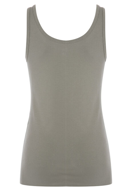 Womens Khaki Buttoned Vest Top